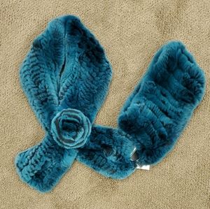Rex Rabbit Fur Scarf and Headband Set